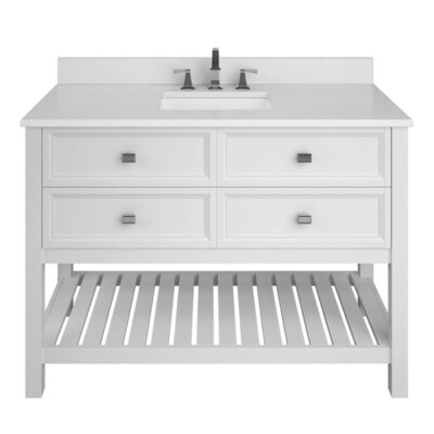 Scott Living Canterbury 48-in White Single Sink Bathroom Vanity with Terrazzo Engineered Stone Top