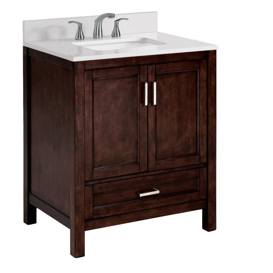 Scott Living Durham 30 In Chocolate Single Sink Bathroom Vanity With Terrazzo Engineered Stone 