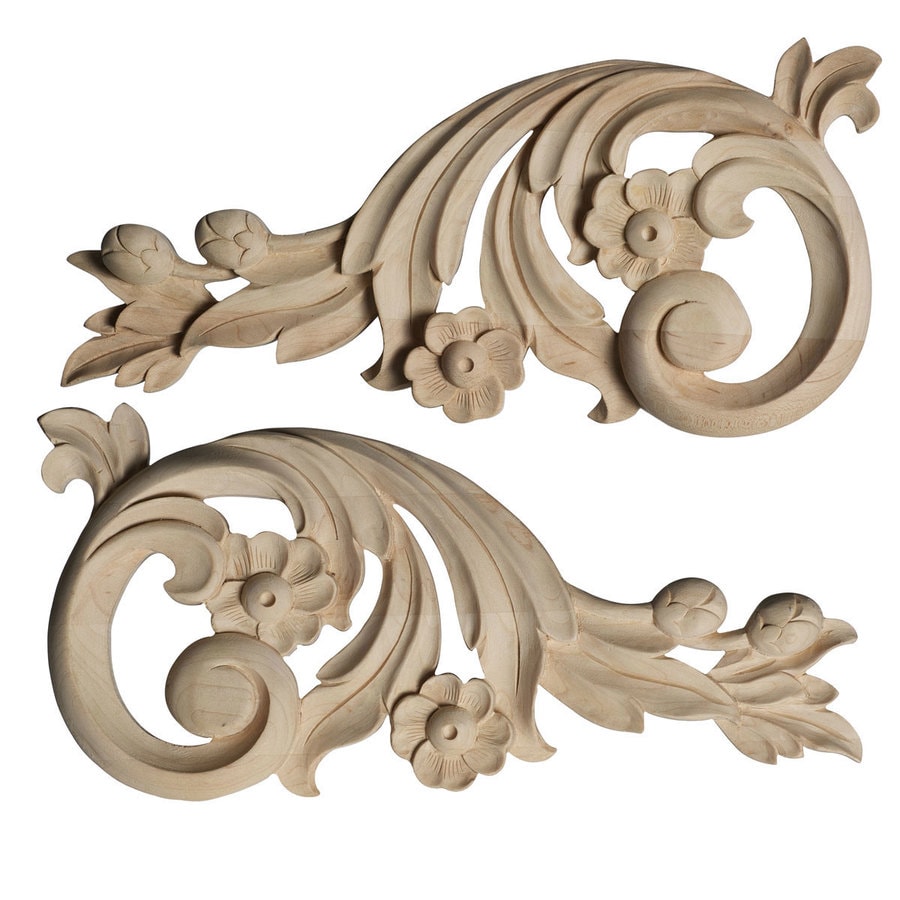 Shop Ekena Millwork 9.75in x 4.75in Springtime Scrolls Wood Applique