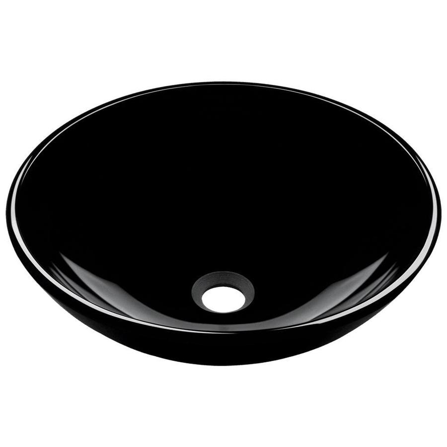 MR Direct Black Tempered Glass Vessel Round Bathroom Sink (16.5in x 16