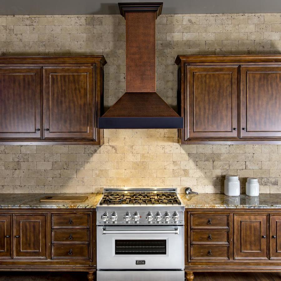 Zline Kitchen Bath 36 In Ducted Copper Wall Mounted Range Hood In The Wall Mounted Range Hoods Department At Lowes Com