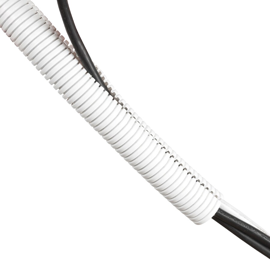 WhiteConduit Split Plastic Flexible Cable Tidy Solution Tube Trunking 13mm 10m