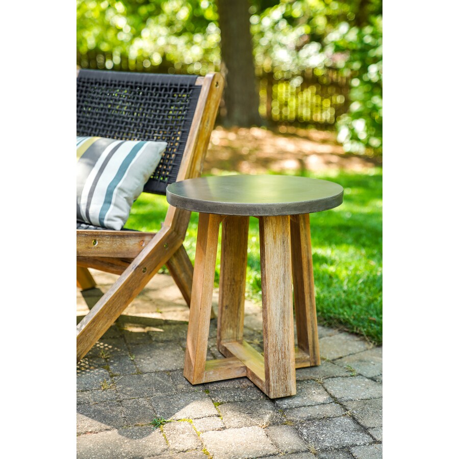 Leisure Made Athens Round Outdoor End Table 17 7 In W X 17 7 In L In The Patio Tables Department At Lowes Com