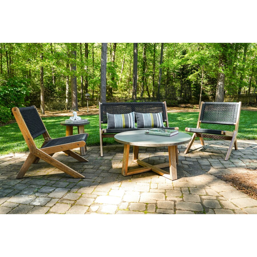 Leisure Made Athens 4 Piece Wood Frame Patio Conversation Set In The Patio Conversation Sets Department At Lowes Com