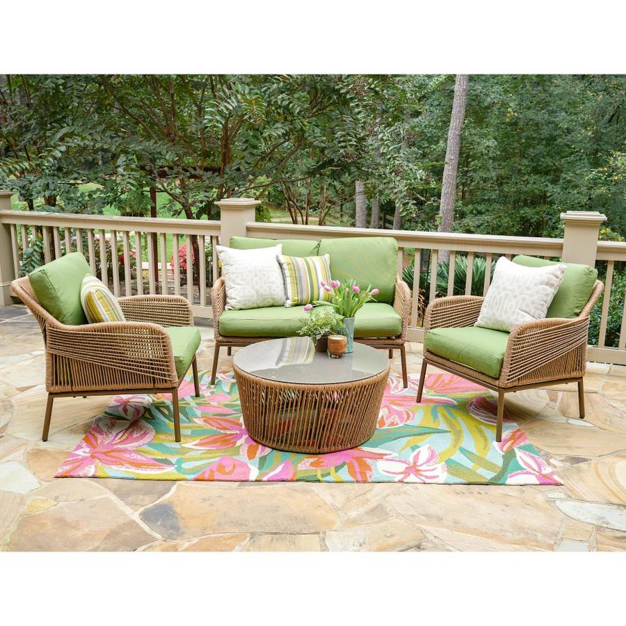 Leisure Made Terrell 4 Piece Metal Frame Patio Conversation Set With Cushions In The Patio Conversation Sets Department At Lowes Com