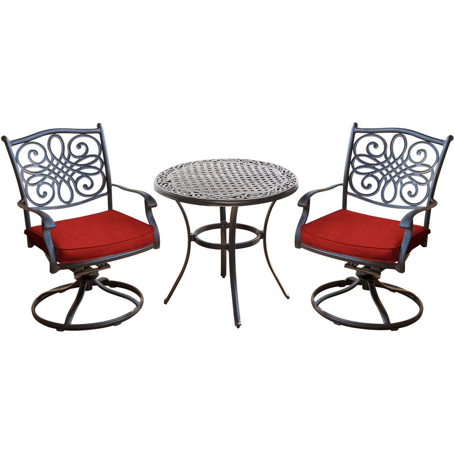 Hanover Traditions 3 Piece Metal Frame Patio Conversation Set With Cushions In The Patio Conversation Sets Department At Lowes Com