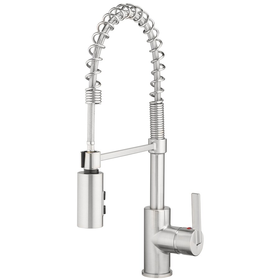Project Source Brushed Nickel 1 Handle Deck Mount Pull Down Handle Kitchen Faucet Deck Plate Included In The Kitchen Faucets Department At Lowescom