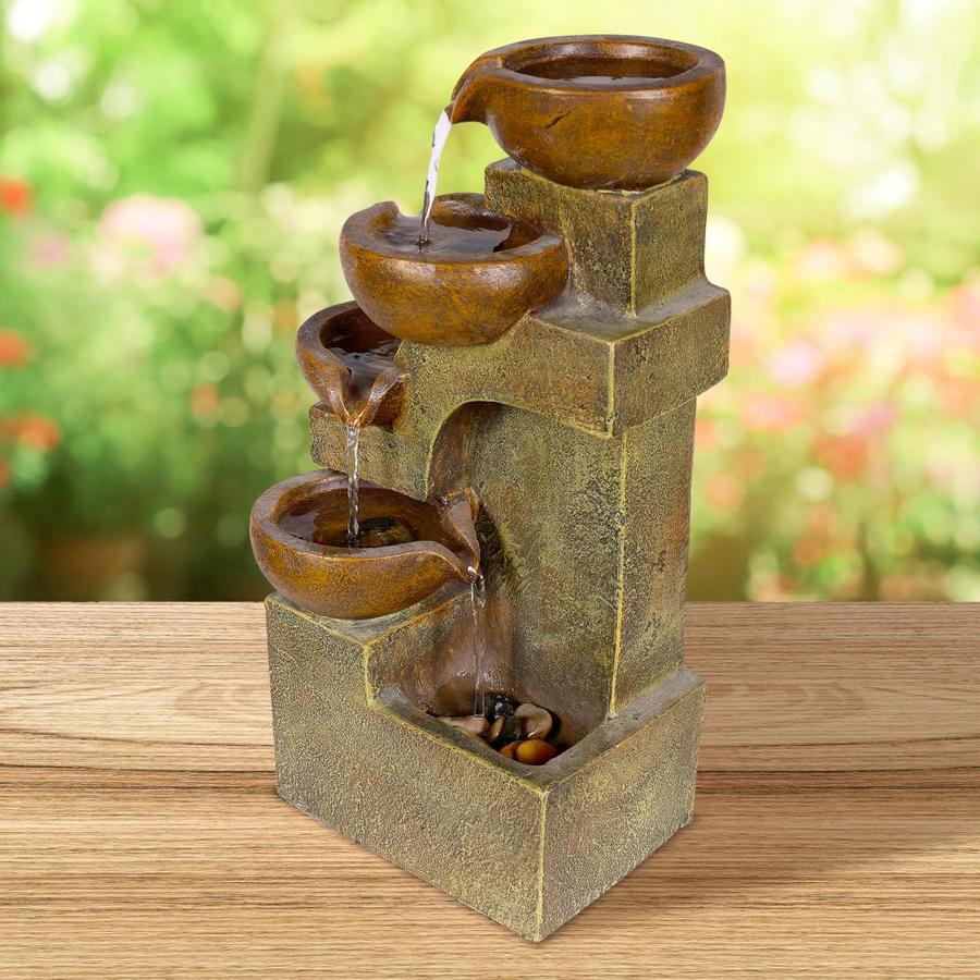 Alpine Corporation 17in H Resin Tabletop Fountain Outdoor Fountain in