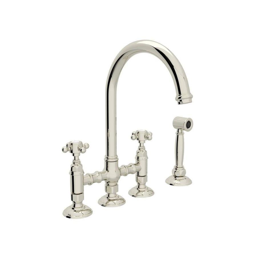 Rohl Country Kitchen Polished Nickel 2 Handle Deck Mount Bridge Handle Kitchen Faucet In The Kitchen Faucets Department At Lowescom