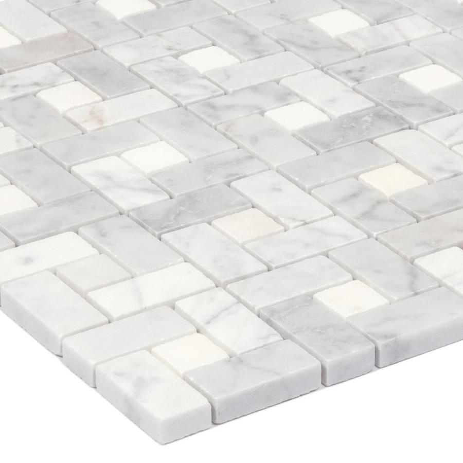 Shop Anatolia Tile Carrara Pinwheel Basketweave Mosaic Marble Wall Tile Common 12 In X 12 In