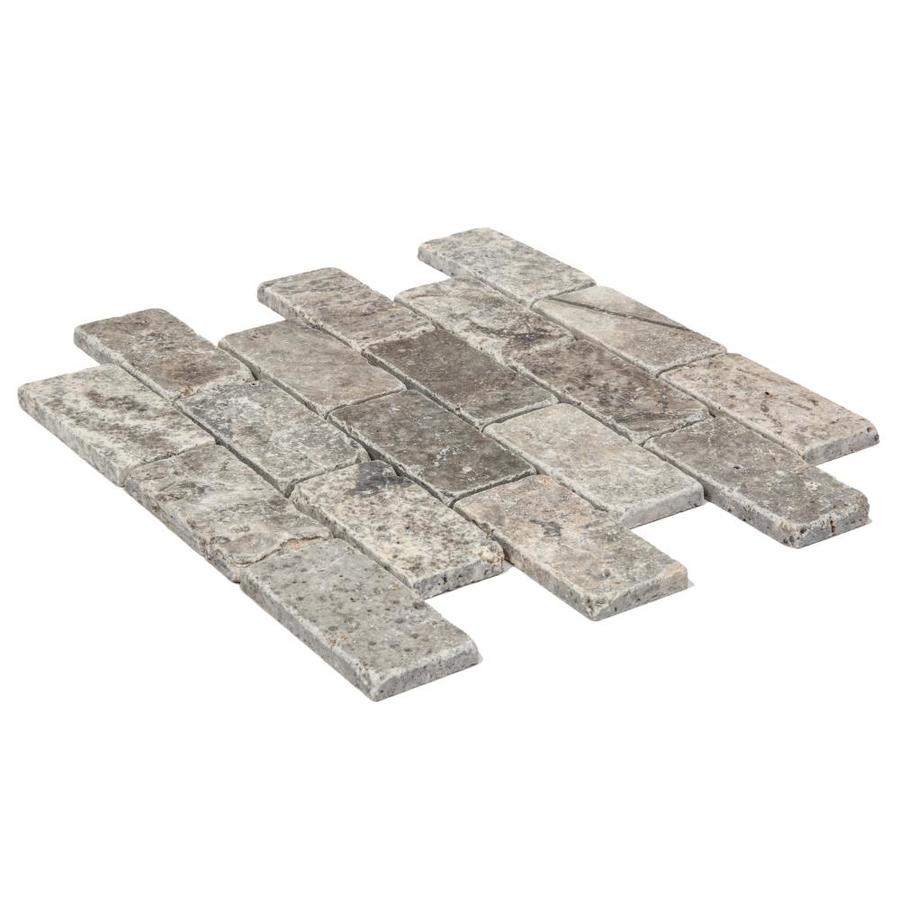 Shop Anatolia Tile Silver Crescent Brick Mosaic Travertine Subway Tile Common 12 In X 12 In