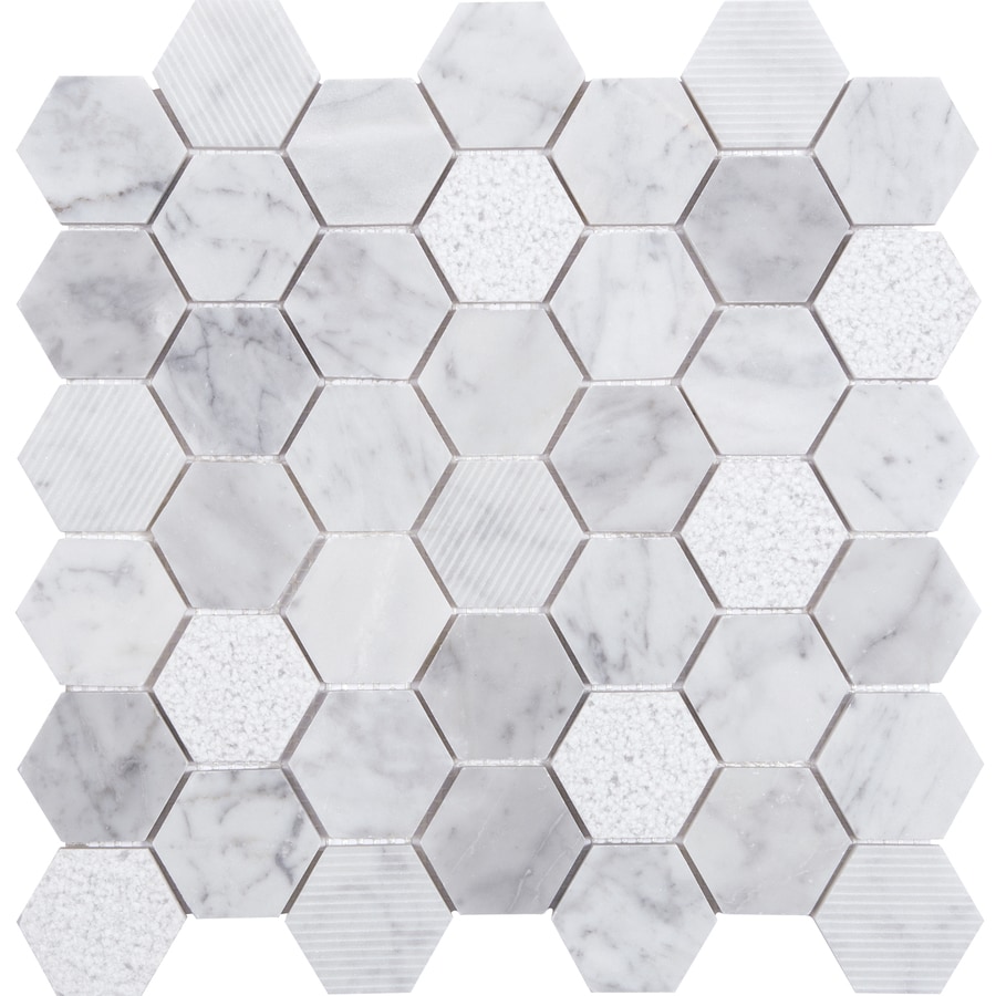 Shop Anatolia Tile Carrara Honeycomb Mosaic Marble Wall Tile Common 12 In X 12 In Actual 11