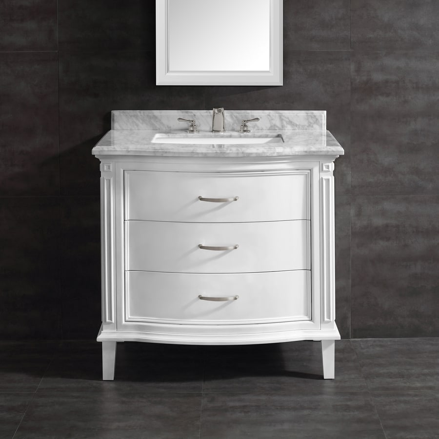 Ove Decors Rachel 36 In White Single Sink Bathroom Vanity With Carrara White Natural Marble Top In The Bathroom Vanities With Tops Department At Lowes Com