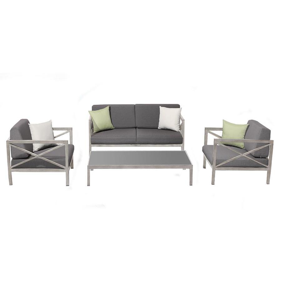 Shop Ove Decors Pasadena Piece Aluminum Frame Patio Conversation Set