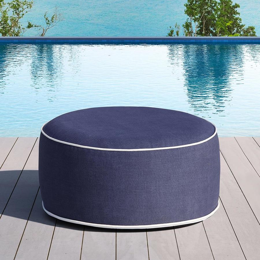 OVE Decors Marlowe 21in Solid Blue Inflatable Ottoman in the Outdoor