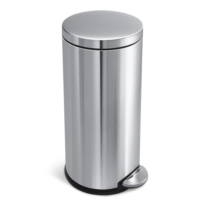 simplehuman 30-Liter Brushed Stainless Steel Steel Trash Can with Lid 30 Gallon Stainless Steel Trash Can With Lid