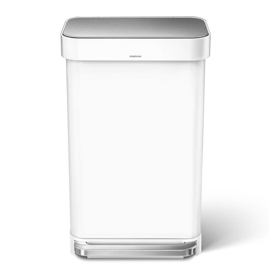 Simplehuman 45 Liter White Stainless Steel Steel Trash Can With Lid In The Trash Cans Department At Lowes Com