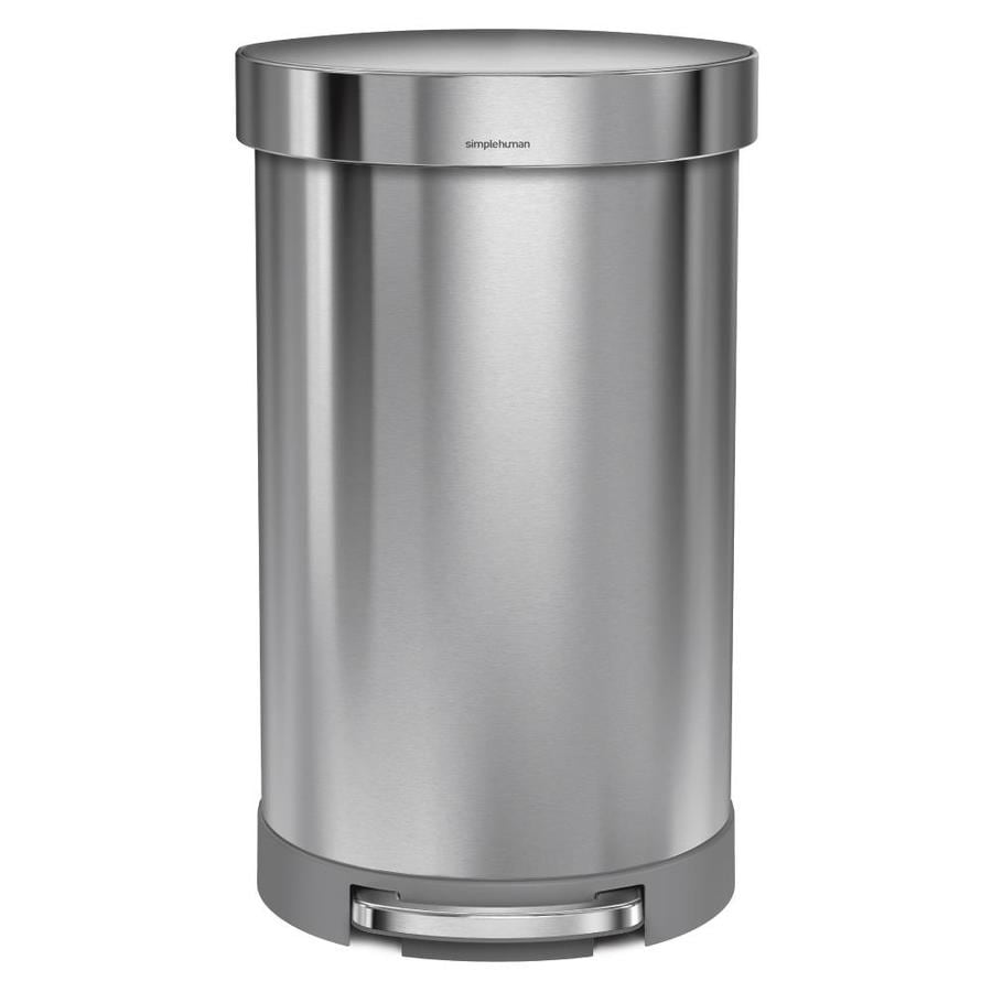 Simplehuman 45 Liter Brushed Stainless Steel Steel Trash Can With Lid In The Trash Cans Department At Lowescom