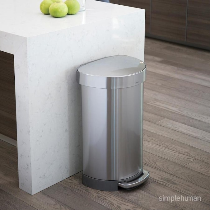 simplehuman 60-Liter Brushed Stainless Steel Steel Trash Can with Lid