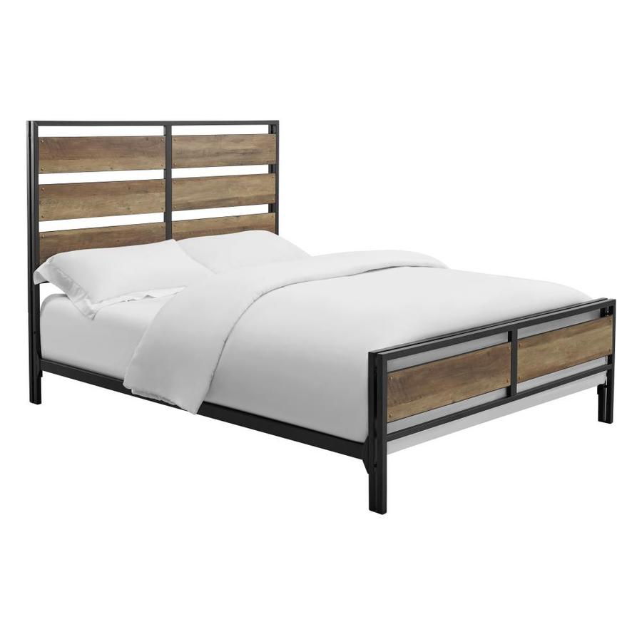 Walker Edison Rustic Oak Queen Bed Frame in the Beds department at