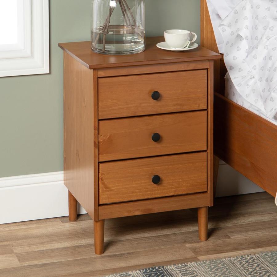 Walker Edison Caramel Pine Nightstand in the Nightstands department at