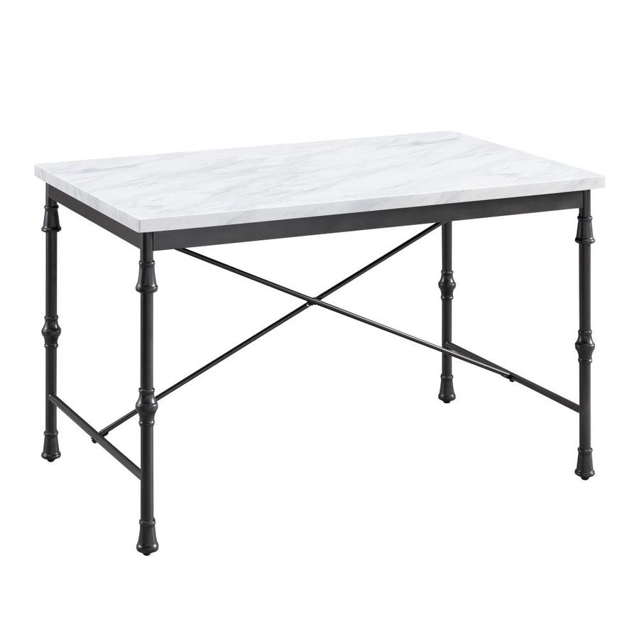 Boston Loft Furnishings Artemis White Faux Marble Dining Table With Black Metal Base In The Dining Tables Department At Lowes Com