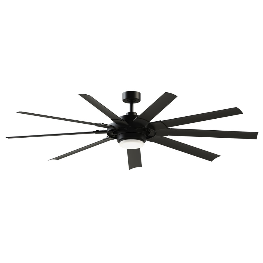 Fanimation Studio Collection Slinger V2 72 In Matte Black Led Indoor Outdoor Ceiling Fan With Light Kit And Remote 9 Blade In The Ceiling Fans Department At Lowescom
