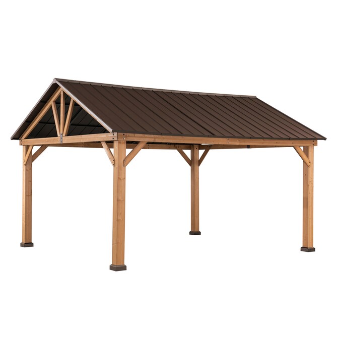 Sunjoy Copper Wood Rectangle Gazebo (Exterior: 12-ft x 10.1-ft; Foundation: 11-ft x 13-ft) in ...