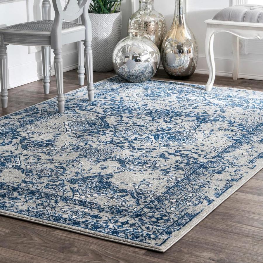 nuLOOM Vintage Odell 8 x 10 Blue Indoor Distressed/Overdyed Area Rug in