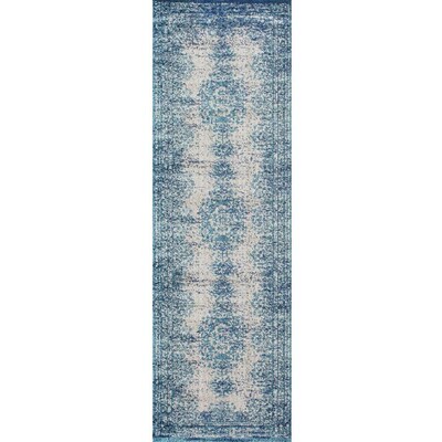 nuLOOM 2 x 8 Blue Indoor Medallion Vintage Runner nuLOOM 2 x 8 Blue Indoor Medallion Vintage Runner