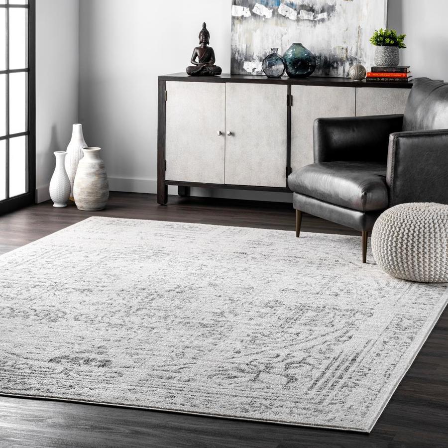 nuLOOM 8 x 11 Grey Indoor Distressed/Overdyed Vintage Area Rug in the