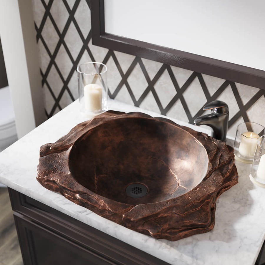 Mr Direct Antique Bronze Bronze Drop In Irregular Bathroom Sink With