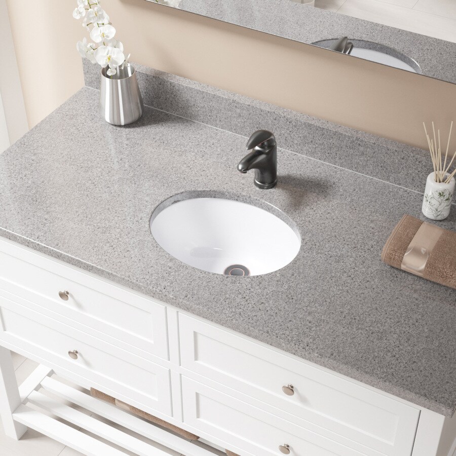 MR Direct White Porcelain Undermount Oval Bathroom Sink with Overflow