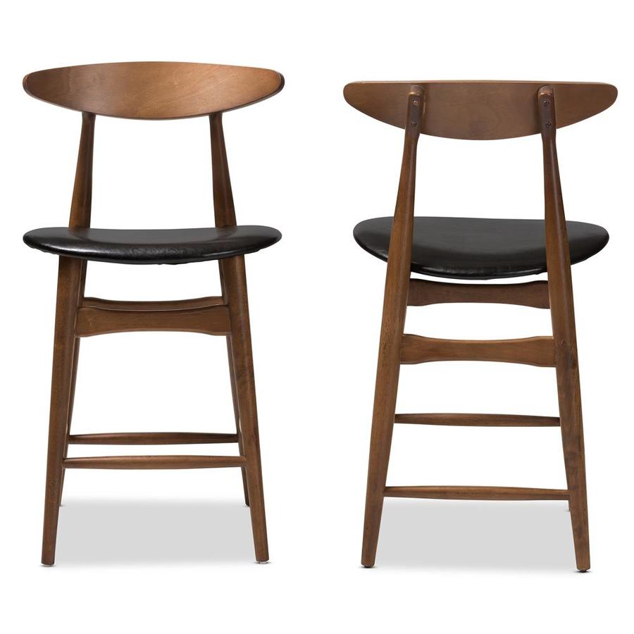 Baxton Studio Flora Set of 2 Espresso Counter Height Upholstered Bar