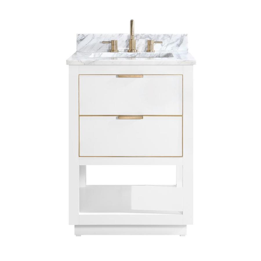 Avanity Allie 25 In White Single Sink Bathroom Vanity With Carrara White Marble Top In The Bathroom Vanities With Tops Department At Lowes Com