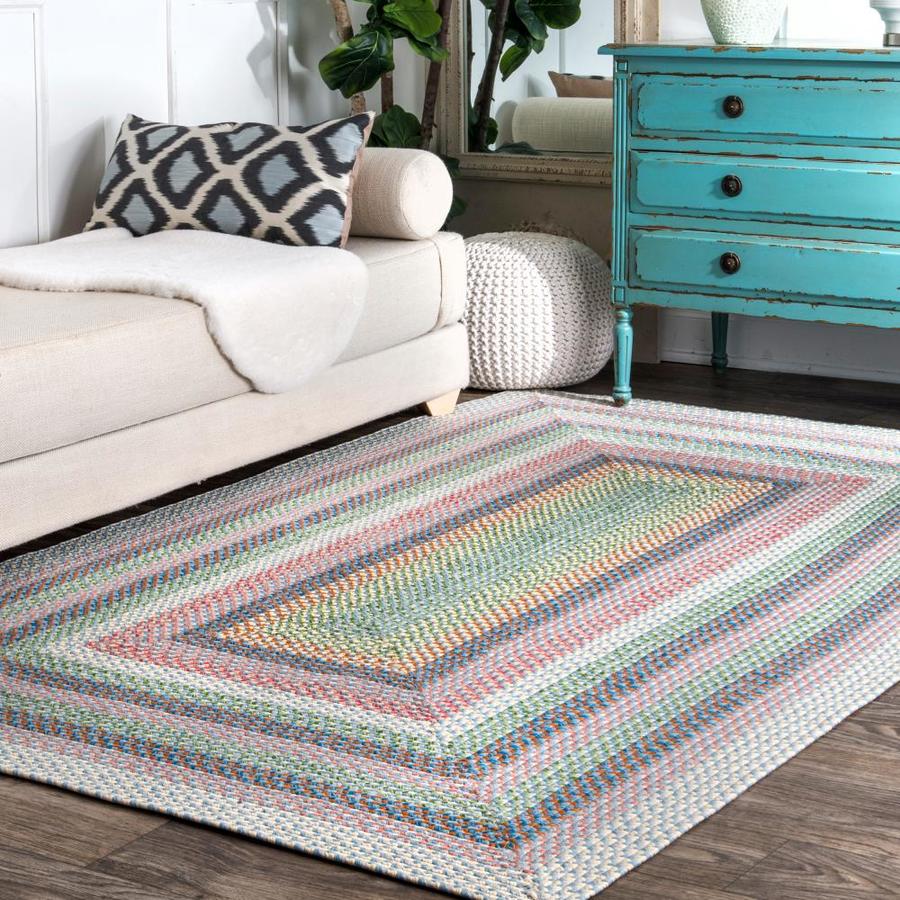 nuLOOM 8 x 10 Pink Multi Indoor/Outdoor Solid Area Rug in the Rugs