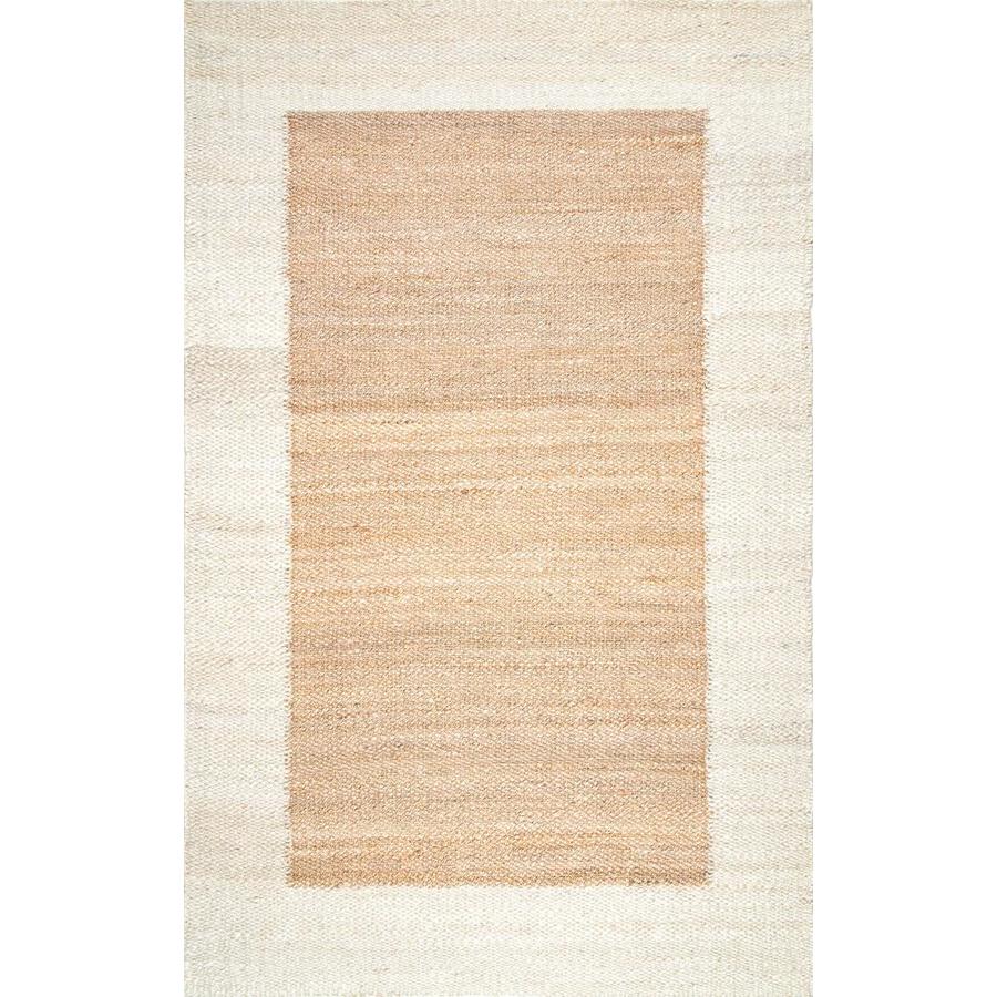 nuLOOM 5 x 8 OffWhite Indoor Border Handcrafted Area Rug in the Rugs