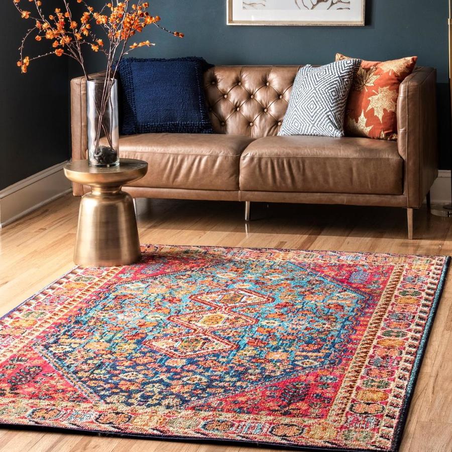 nuLOOM 4 x 6 Multi Indoor Distressed/Overdyed Vintage Area Rug in the