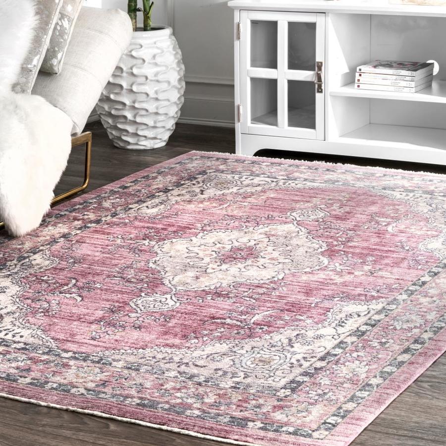 nuLOOM 5 x 8 Pink Indoor Medallion Vintage Area Rug in the Rugs