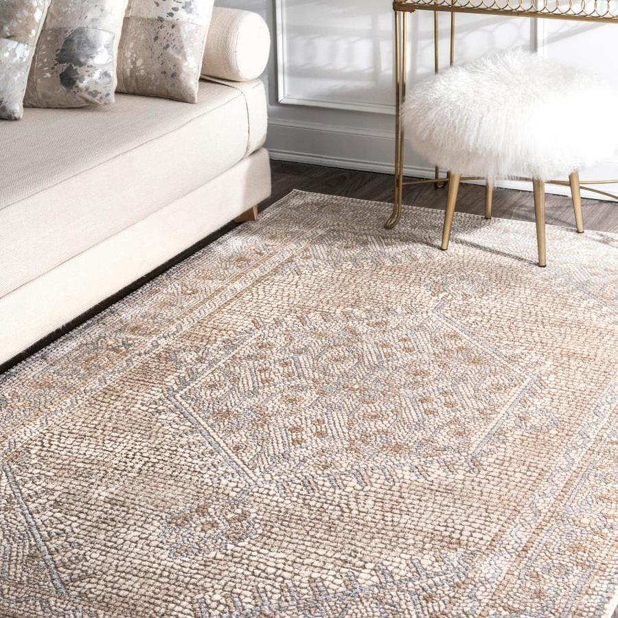 nuLOOM 9 x 12 Beige Indoor Distressed/Overdyed Vintage Area Rug in the