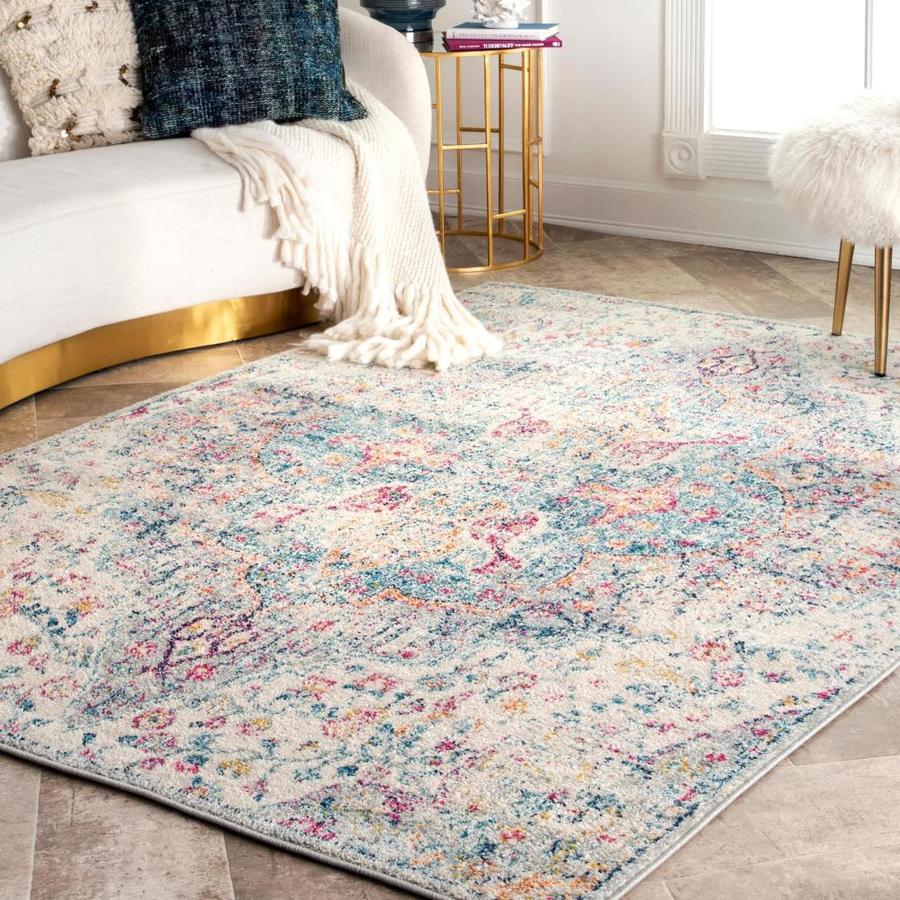 nuLOOM 8 x 10 Blue Indoor Distressed/Overdyed Bohemian/Eclectic Area Rug in the Rugs department