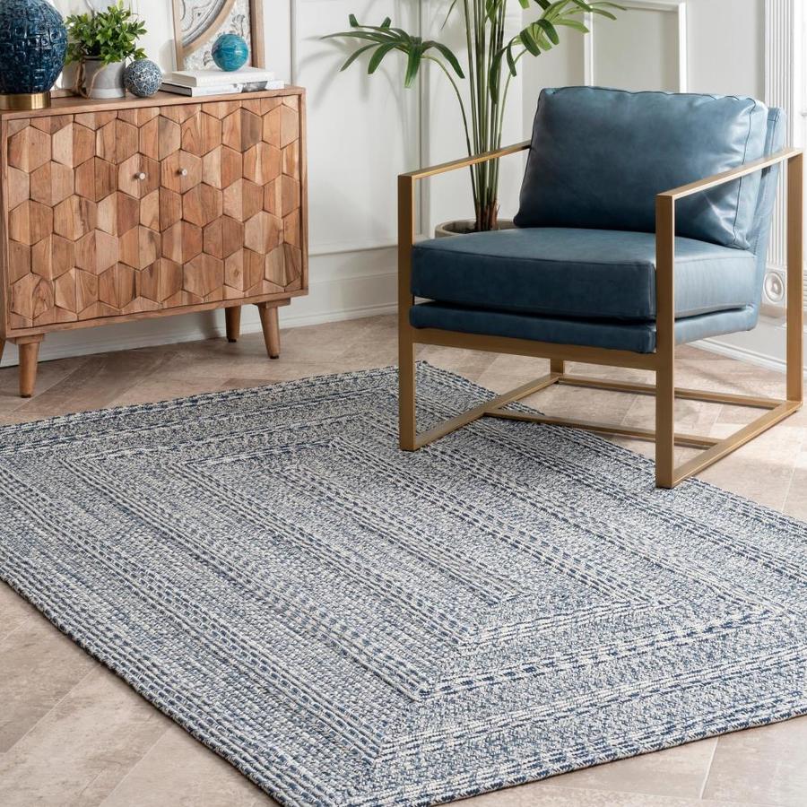 nuLOOM 5 x 8 Blue Indoor/Outdoor Stripe Coastal Area Rug in the Rugs department at