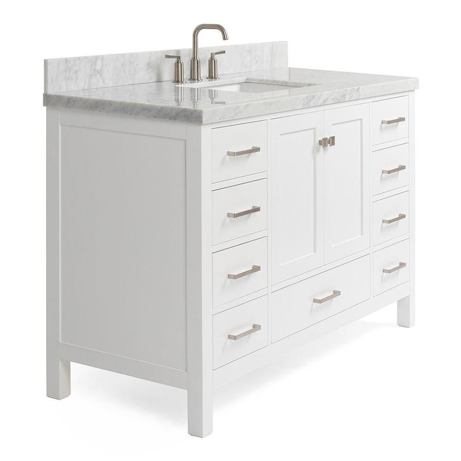 Ariel Cambridge 55 In White Single Sink Bathroom Vanity With White Natural Marble Top In The Bathroom Vanities With Tops Department At Lowes Com