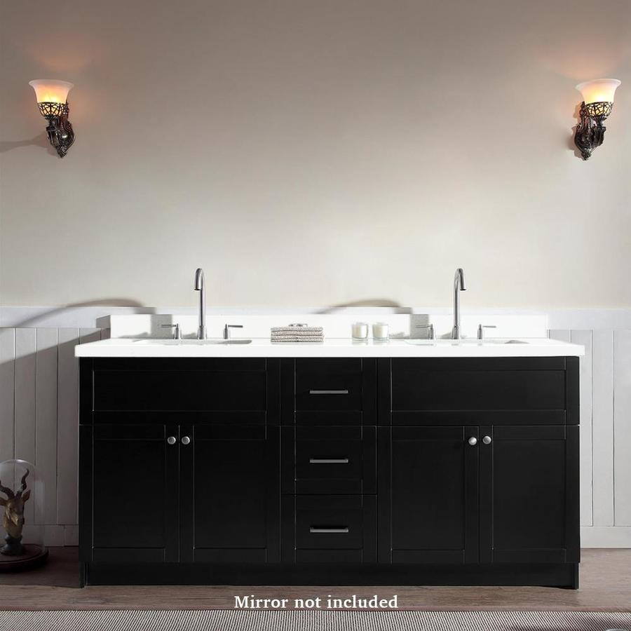 Ariel Hamlet 73 In Black Double Sink Bathroom Vanity With White Quartz Top In The Bathroom Vanities With Tops Department At Lowes Com