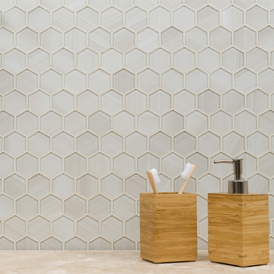 Elida Ceramica Brushed Glass Hex 12in x 12in Glossy Glass Wall Tile