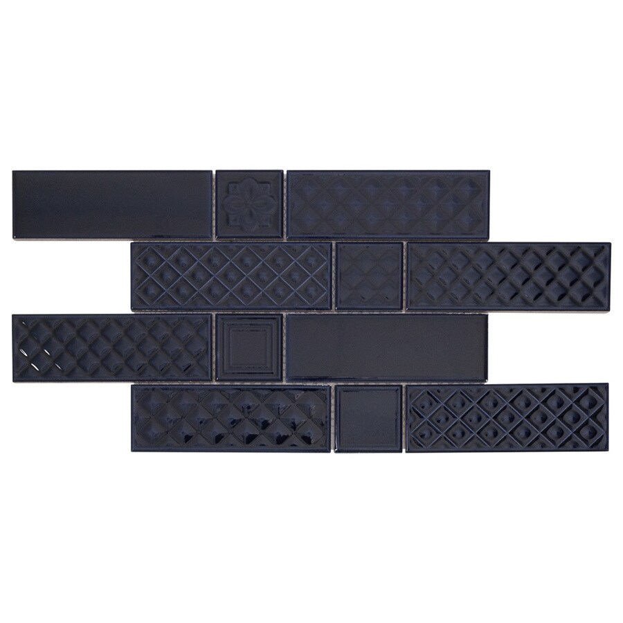 Boutique Ceramic Boutique Blue 9-in X 15-in Glazed Ceramic Brick Mosaic ...