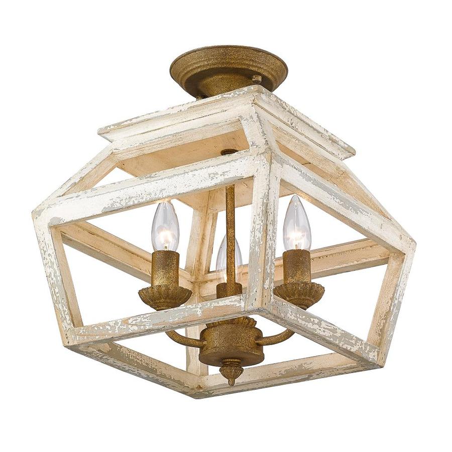 Golden Lighting Haiden 12.5-in Burnished Chestnut Farmhouse Incandescent Semi-Flush Mount Light