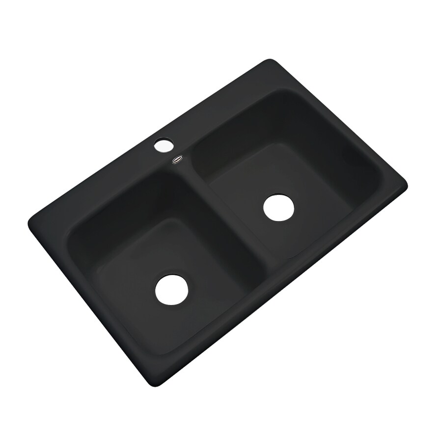 Dekor Master 33 In X 22 In Black Double Equal Bowl Drop In 1 Hole Residential Kitchen Sink In The Kitchen Sinks Department At Lowescom
