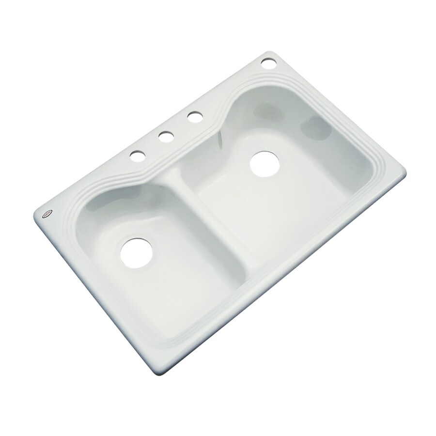 Shop Dekor Master 22-in x 33-in Ice Gray Double-Basin Acrylic Drop-In ...