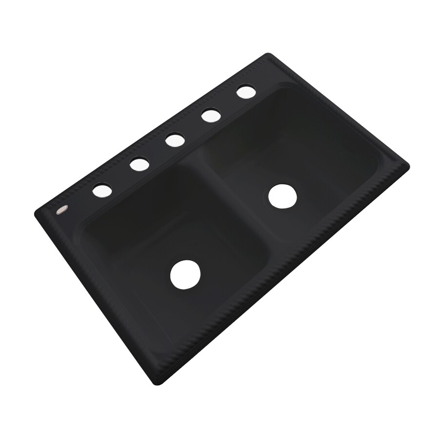 ... in Black Double-Basin Acrylic Drop-In 5-Hole Residential Kitchen Sink